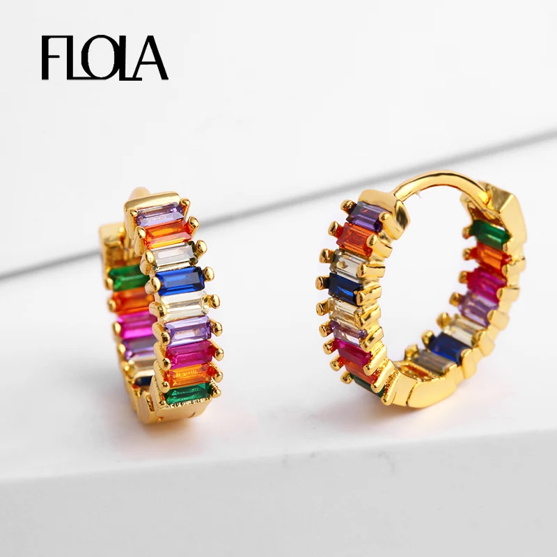 Женские разноцветные Серьги Багет FLOLA модные серьги гвоздики с фианитами