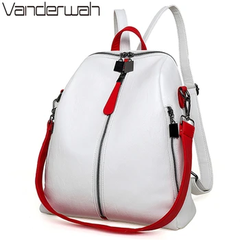 

Mochila 3 in 1 Fashion Women Backpack Female Shoulder Bag High Quality Leather School Backpack For Teenage Girls Sac A Dos Femme