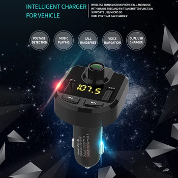 

Car Voltage Detection MP3 Music Player Auto Call Handfree Build-in Microphone Voice Navigation Dual USB Charger