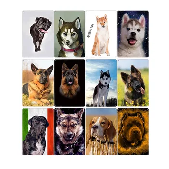 

New Cute Dogs Metal Signs Vintage Plates Pub Bar Club Pet shop Wall Decorative Plaque Home Decor 20x30cm