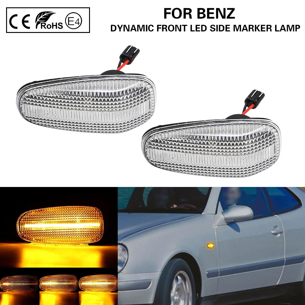 

2 PCS Dynamic Clear Front LED side marker lamp light Turn Signal Light For Mercedes Benz VOLKSWAGEN VITO Dodge Sprinter