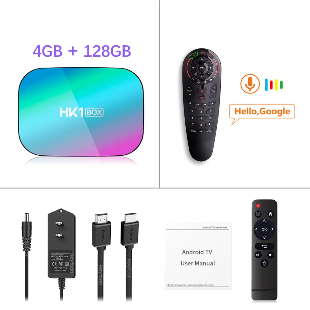 4G 128G G30 Voice Re HK1 коробка 8K 4GB 128GB ТВ коробка Amlogic S905X3 Android 9,0 1000M двойной Wifi 4K 60fps Google плеер Netflix Youtube медиаплеер 32GB - Цвет: 4G 128G G30 Voice Re