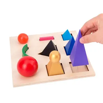 

Kids Wooden Building Blocks Montessori Match Board Kindergarten Baby Gift Toy G99C