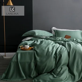 

Lanlika Top Grade 100% Silk Green Bedding Set Beauty Sleep Queen King Duvet Cover Bed Sheet Fitted Sheet Bed Set Pillowcase