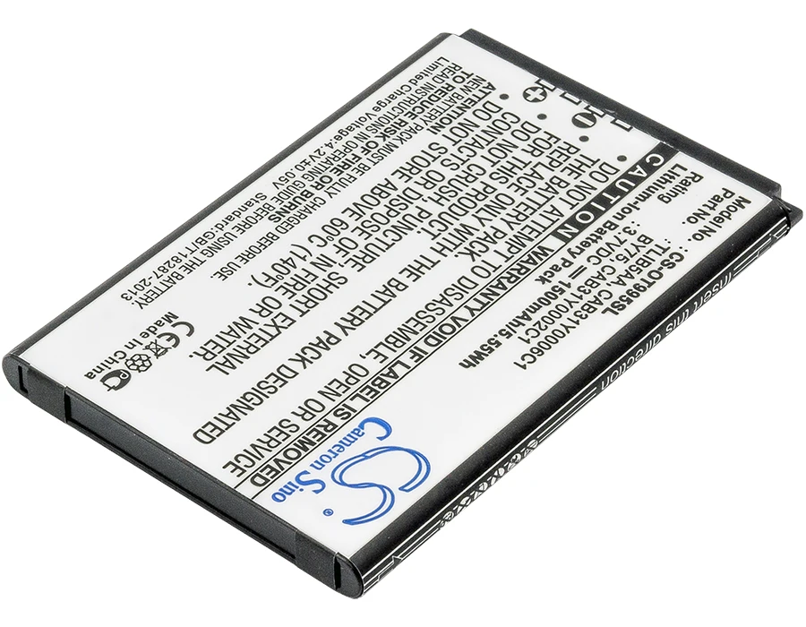 Cameron sino 1500 мА/ч, Батарея для Alcatel One Touch 993D, One Touch 995, OT-979, OT-993D, OT-995, OT-995 ультра, BY75 CAB150000SC1
