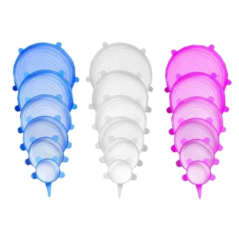 

ELEG-Silicone Stretch Lids,Reusable Food Container Covers, Expandable Lids for Airtight Sealing of Bowls, Cups, Mugs, Jars, Pots