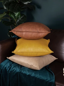 

Modern PU Leather Sofa Cushion Square Lumbar Pillow Solid For Bedroom Office USE