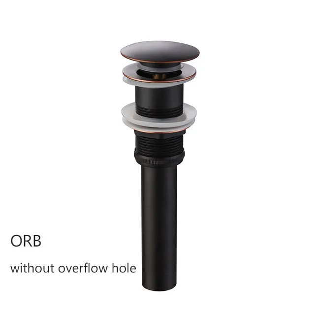 Латунный слив черный/белый/хромированный/золотой/розовое золото/ORB ванная раковина пуш-ап всплывающее слив с/без перелива отверстие дизайн - Цвет: ORB without hole