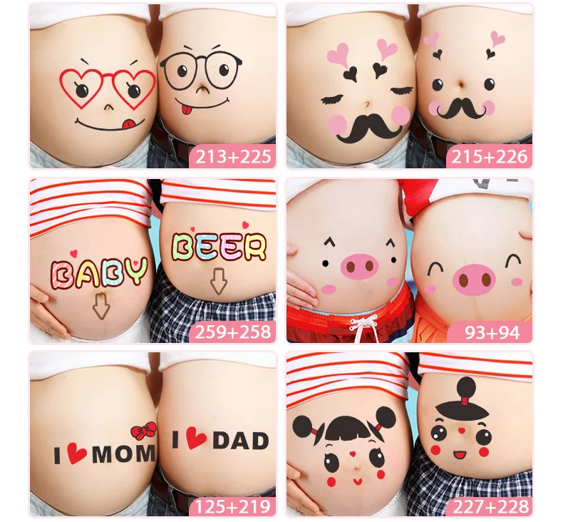 newborn lifestyle photos Belly Stickers Cute Photography Props Woman Pregnant Smiling Face Belly Stickers Mum Maternity Accessories baby boy souvenirs and giveaways	