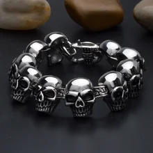 Крутой панк регулируемый череп браслет для мужчин 316 из нержавеющей стали мужские высококачественные ювелирные изделия Прямая поставка 23 см