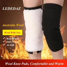 100% Pure Wool Sheepskin Knee Protector Sleeves Anti-Cold Thickened Warm Winter Joint Cushion Outdoor Furry Knee Leg Warmer