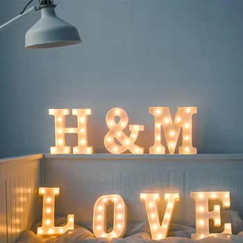 

Luminous Birthday Party Supplies Led Letter Night Light Deco Creative 26 English Alphabet Number Battery Lamp Wedding Decoration