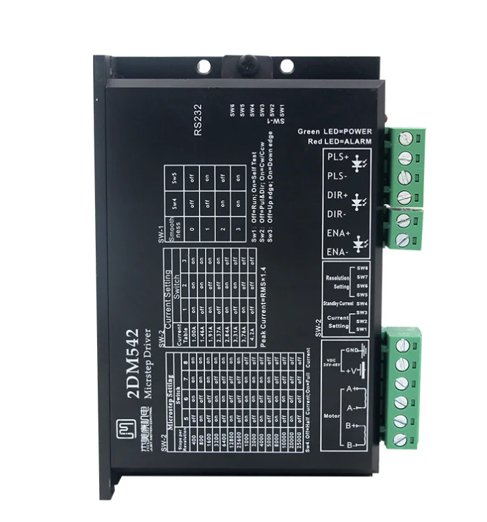 Драйвер шагового двигателя 2DM542 2 фазы выход 4A для 57mm4 2 мм Мотор 24-48VDC NEWCARVE