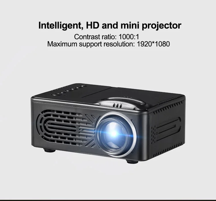 

[Black]Mini Portable Projecto Home Theater Support 1080P LCD Projector Home Theater Video Projector Support Power Bank