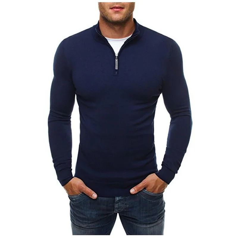 CYSINCOS, Мужской пуловер, свитера, новинка, модный бренд, Повседневный свитер, водолазка, приталенный, вязанный, мужские свитера, мужской пуловер - Цвет: Navy