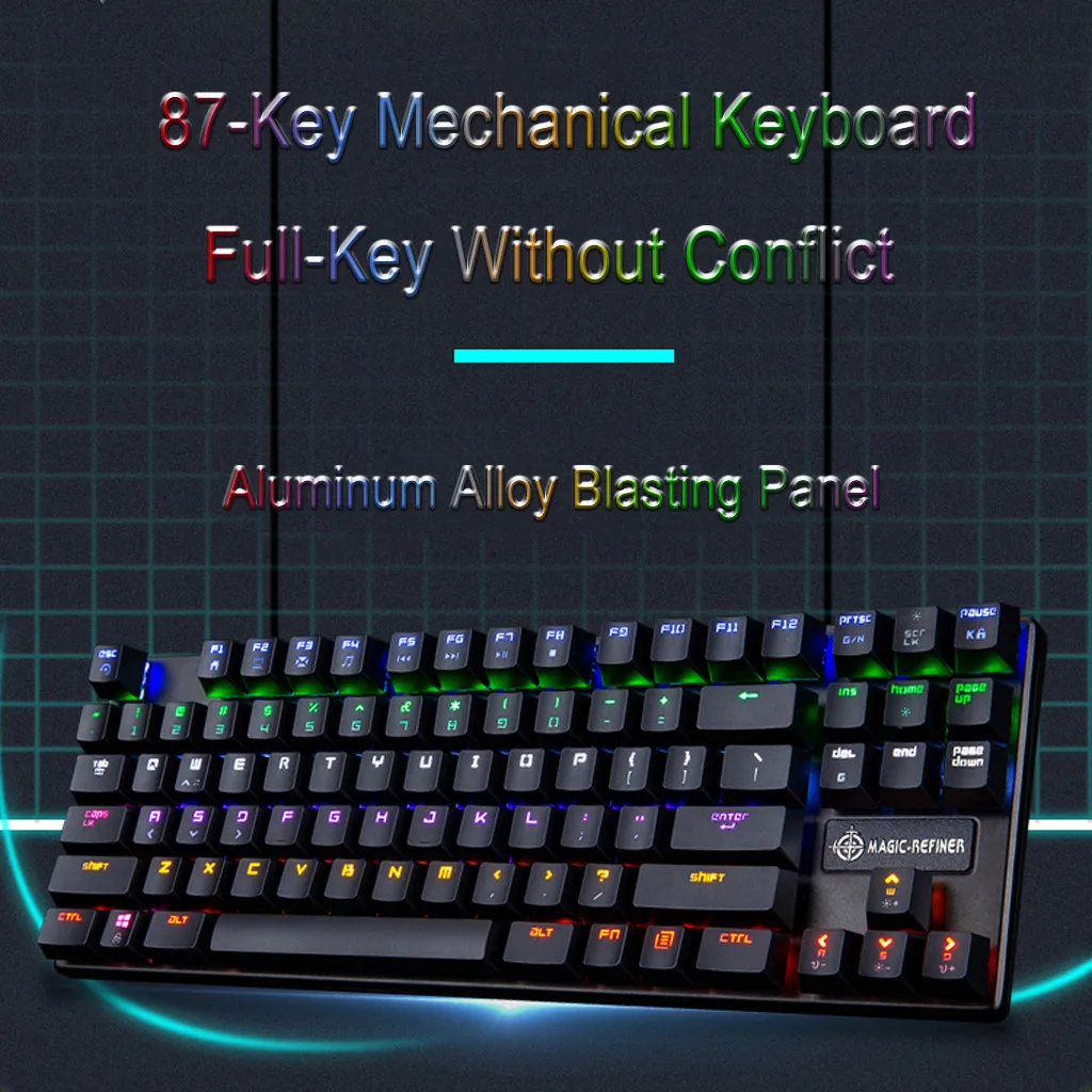 Teclado mecanico 87-Key Механическая клавиатура 10 видов подсветки поддержка пользовательских полноклавишных No Conf zuoya mehanichekaya