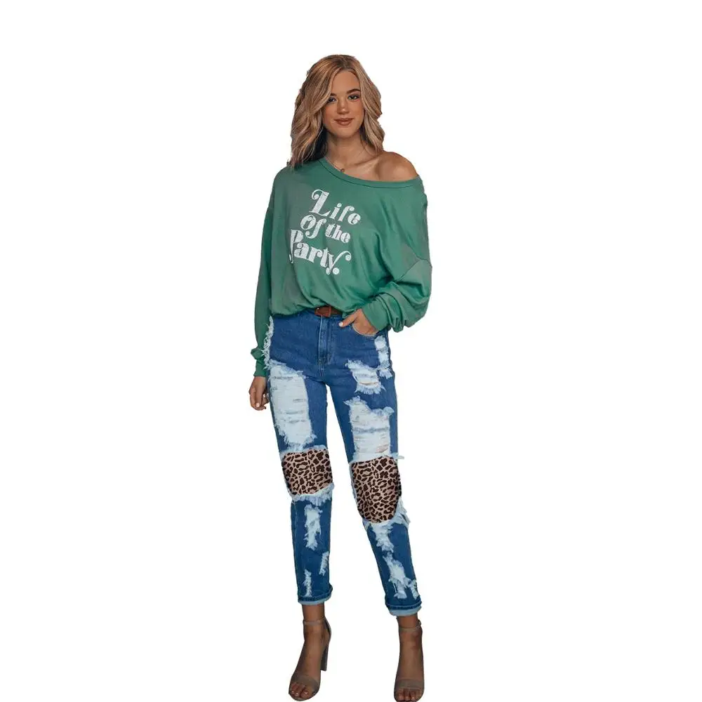 

Women Print Leopard Jeans High Waist Skinny Long Trousers Denim Autumn And Winter Winter Femme Jeans