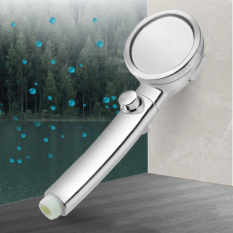 

High Pressure Handheld Hand Shower Double-sided Dual Function Shower Head Water Saving Round ABS Chrome Booster Bath Shower