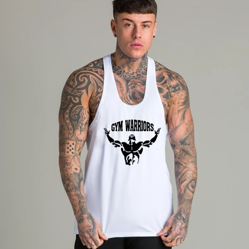 Спортивная хлопковая майка для фитнеса с стрингером мужская без рукавов топы