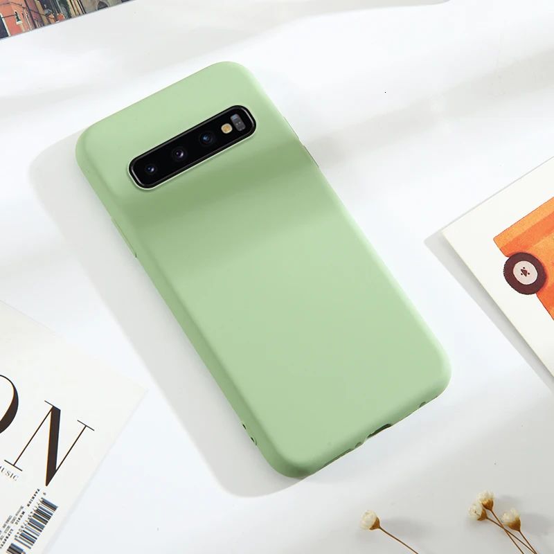 Тонкий жидкий силиконовый чехол для samsung galaxy S10 plus S10E S8 S9 Plus Note 8 9 A40 мягкий чехол для телефона чехол для samsung Note 10 pro