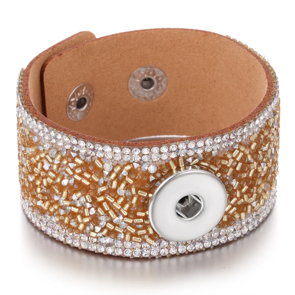 Новые ювелирные браслеты с защелкой высокого качества кристалл кожаный браслет с защелкой подходит для DIY 20 мм 18 мм кнопки ювелирные изделия