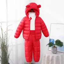 New Children's Clothes Sets Winter Girls and Boys Hooded Down Jackets Coat-Pant Overalls Suit for Warm Kids Clothin