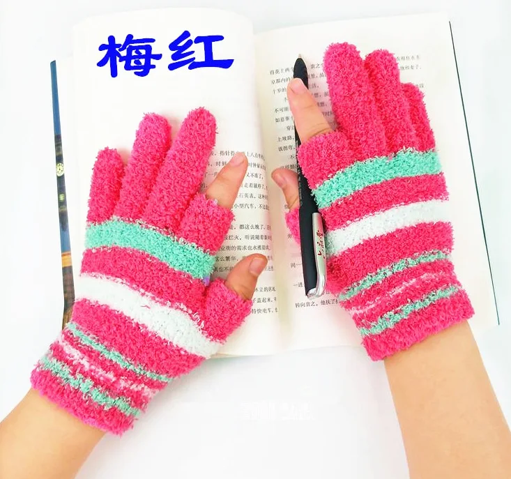 

CHILDREN'S Gloves Dew Two Fingers Doing Homework Autumn And Winter Warm Thick Big Boy Young STUDENT'S mao jin rong Fingers Glove