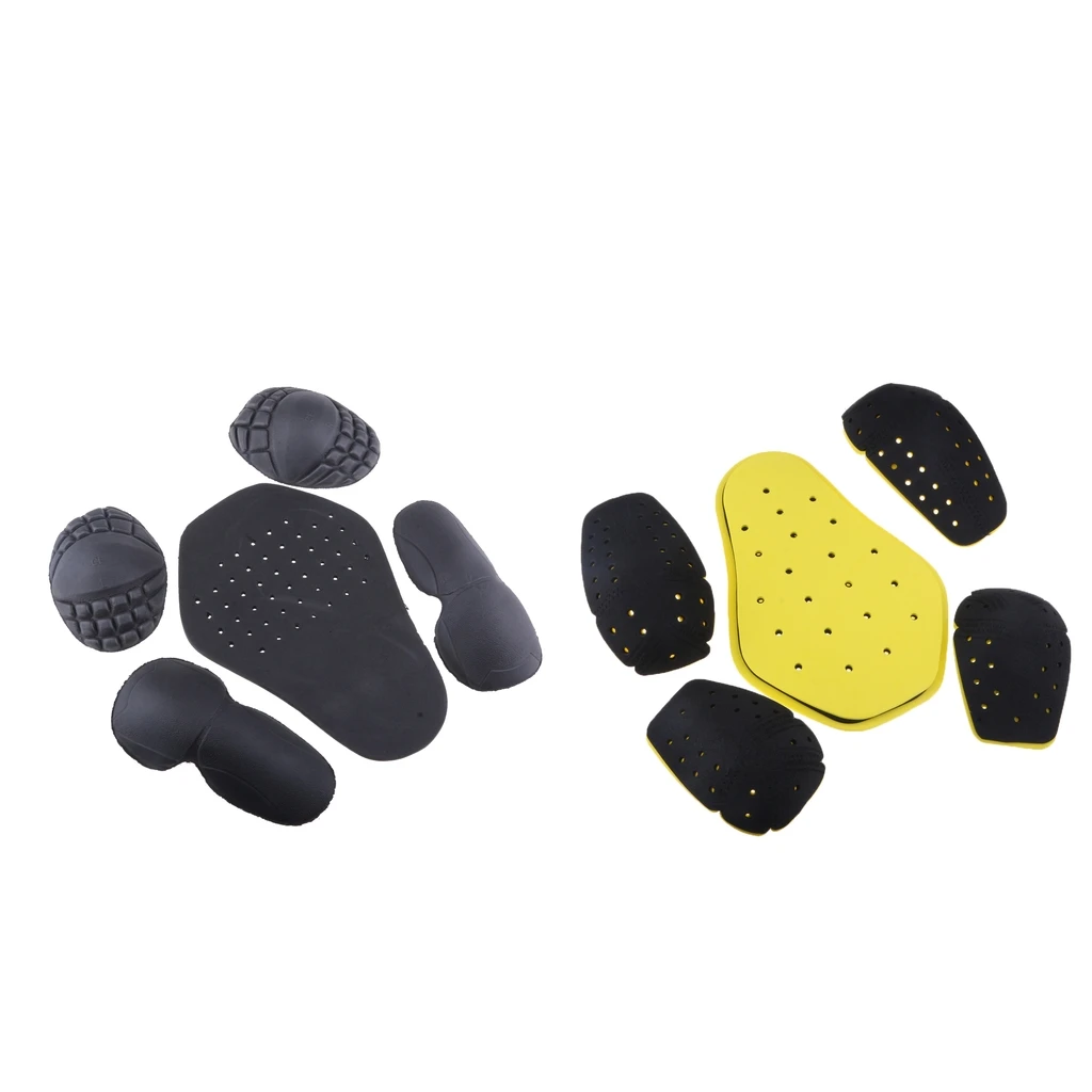 10Pcs Motorcycle Removable Shoulder Elbow Pads Back Guards Safety Protective Gear Set, Black&Yellow