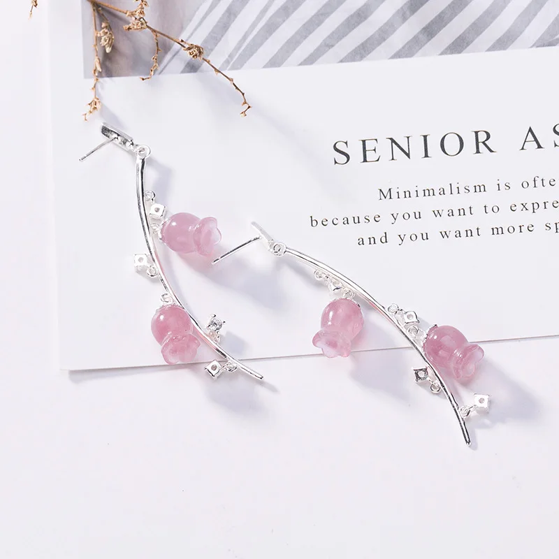 Joseph Mola 925 Стерлинговое Серебро натуральный розовый кварц цветок висячие серьги для женщин вечерние ювелирные изделия ручной работы подарок