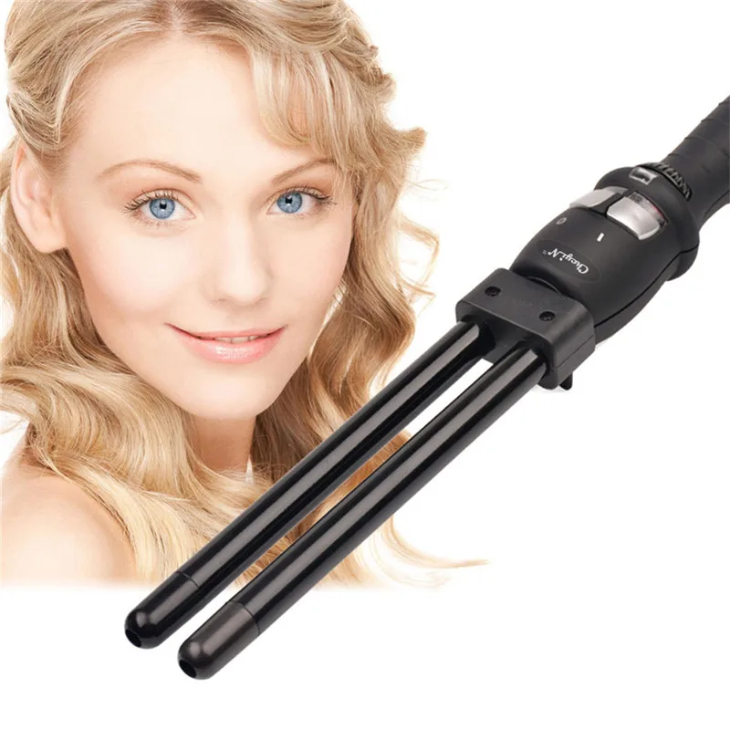 

CkeyiN Ceramic Styler 110V- 240V 2 Triple Barrel Waver Hair Curler and Curling Iron Curling Wand Curl Double wand Big Wave Tool