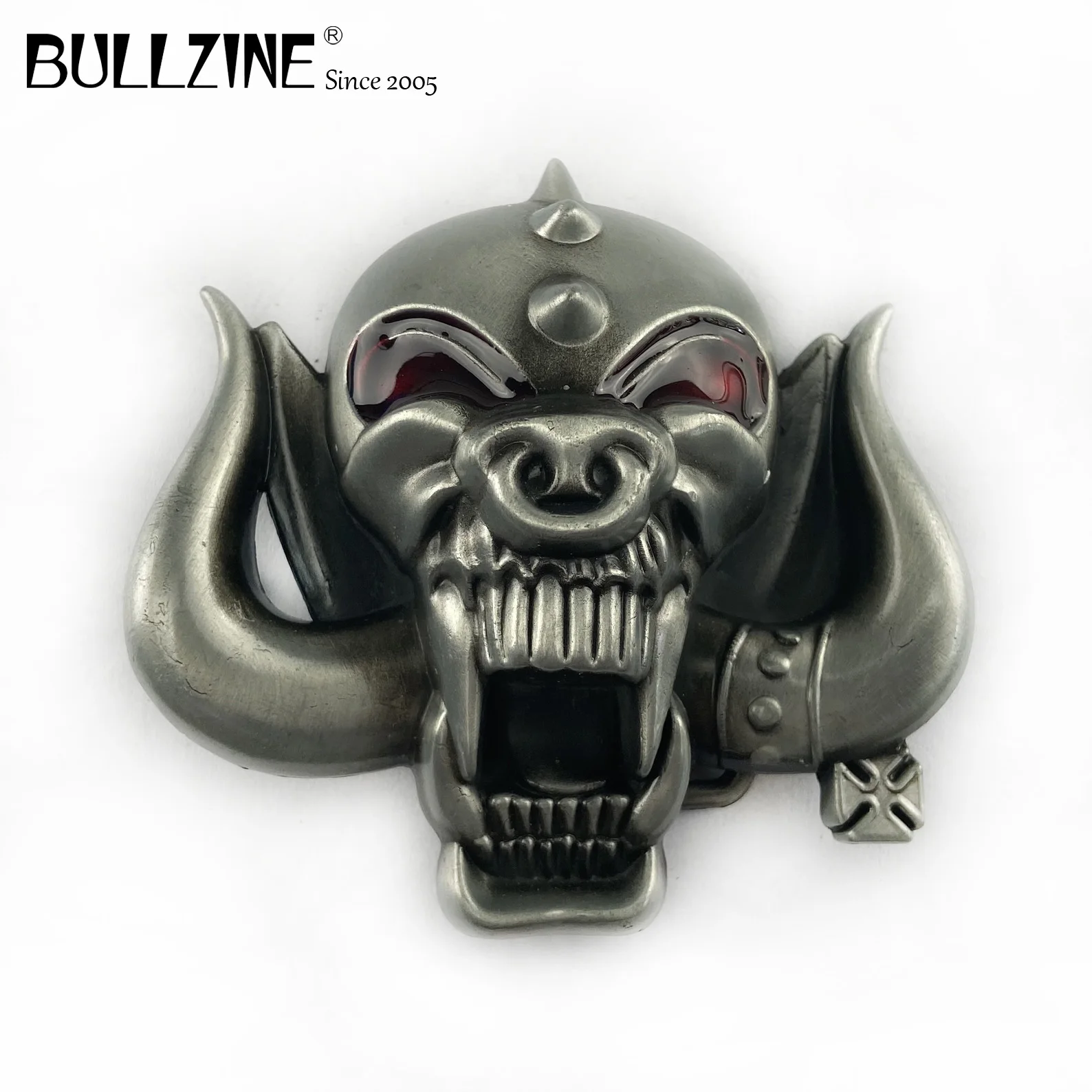 Пряжка для ремня BULLZINE из цинкового сплава с черепом Оловянная отделка роскошная