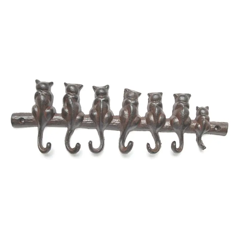 Деревенский 7 кошек железный ключ стойки с 7 крючками для вешания пальто шляпа Сумка домашний декор для крыльца