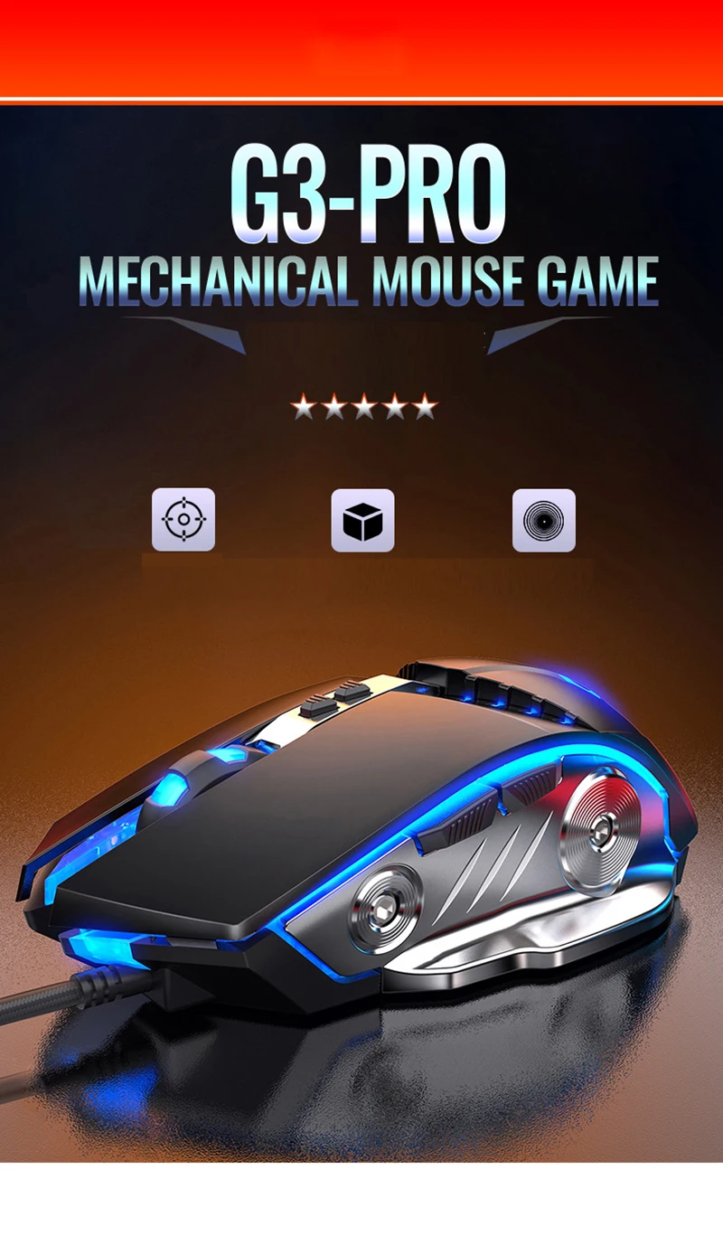USB Проводная мышь, профессиональный 7 кнопок, регулируемый светодиодный, оптическая мышь для геймеров, 3500 dpi, для ПК, игровых ноутбуков, компьютерных игр