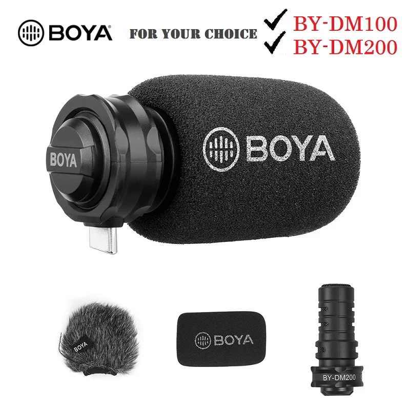 

BOYA BY-DM100 BY-DM200 Digital Condenser Stereo Microphone for iPhone for Huawei Xiaomi Samsung Type C Android Phones