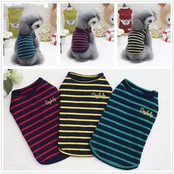 

New Cotton Striped Vest t Shirt Dog Clothing Cotton Pet Dog Clothes for Dogs Puppy Outfit Shirt Small Pet Chihuahua Clothes
