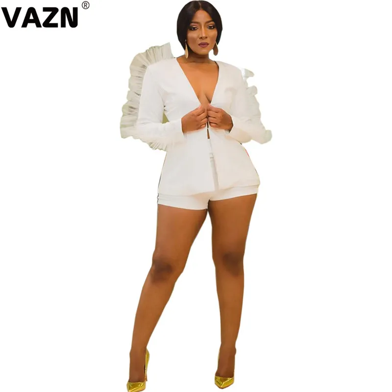 Vazn 2020 Hot Fresh Clear Young Lady Of Note Sexy Club Designer Solid Full Sleeve Top Short 