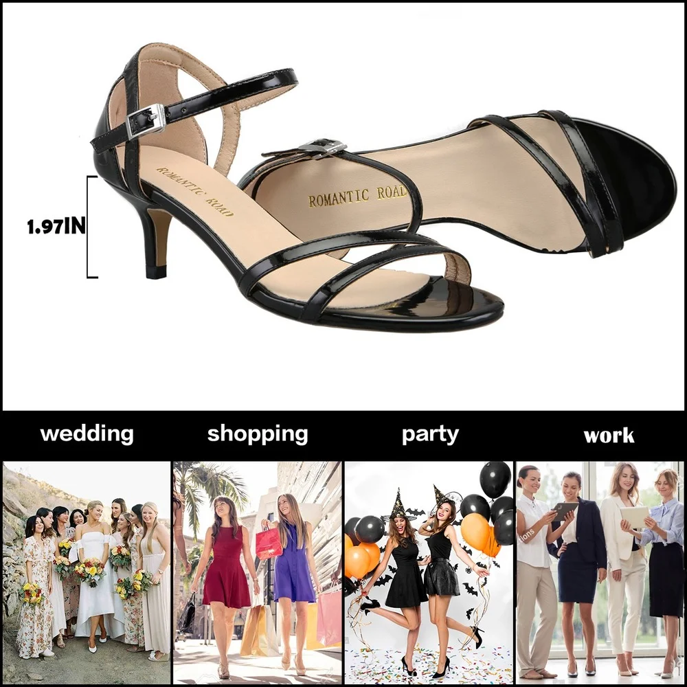 LOSLANDIFEN Summer Women Sandals 5cm Low Heels Open Toe Mid Stiletto Sexy High  Sandal Ankle Strap Dress Lady Shoes