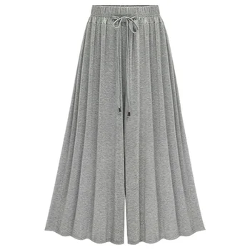 

Lugentolo Plus Size Wide Leg Pants Women Modal Summer Calf-Length Pants Drawstring High Waist Loose Solid Womens Pants