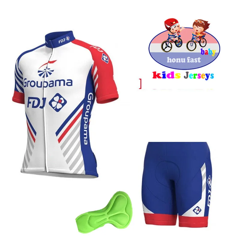 FDJ быстросохнущая велосипедная футболка для детей, набор с накладкой, набор, профессиональная Настройка, дышащий Детский костюм для верховой езды, велосипедная майка