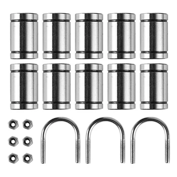 

3D Printer Diy Parts,3Pcs Stainless Steel U-Bolts,10Pcs Linear Bearings Lm8Uu for Prusa I3 Mk2/Mk2S/Mk3
