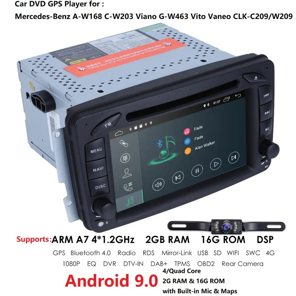 2din 7 inch dvd-плеер автомобиля для Mercedes Benz W209 W203 W168 ML W163 W463 Viano W639 Vito Vaneo WIFI GPS BT Радио USB SD Бесплатная Cam
