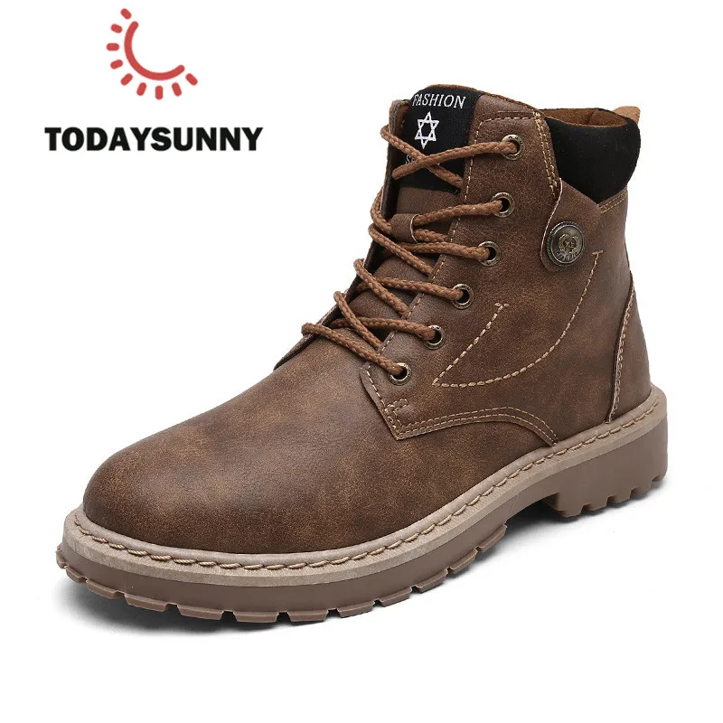 Men Leather Boots Comfortable Winter Warm Shoes Male Motorcycle Men
Ankle Boots Men Oxfords Snow Shoes Men Work Boots Martens