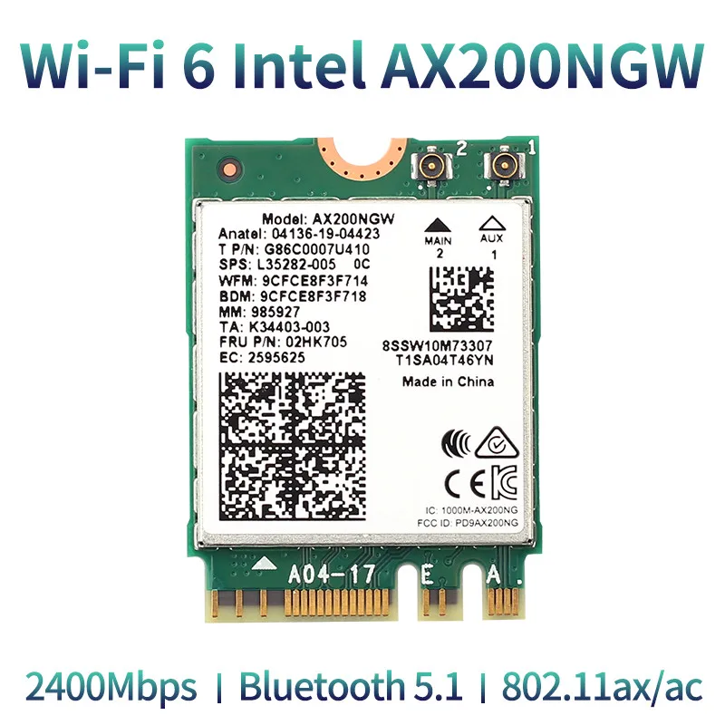 Настольный Беспроводной Wi Fi PCI E адаптер AX200 NGFF M.2 двухдиапазонный 2400 Мбит/с Bluetooth 5 1