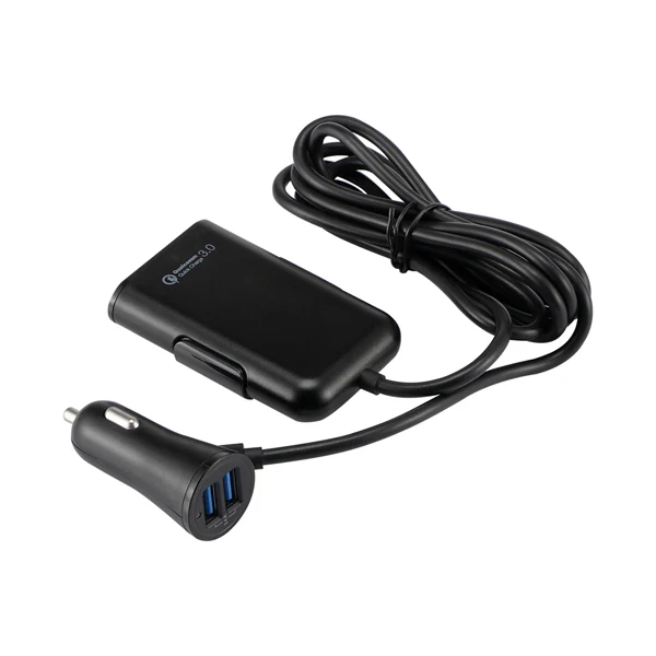 POWSTRO 4 порта QC3.0+ 2.4A+ 3.1A USB Автомобильное зарядное устройство Универсальный USB Быстрый адаптер с 5.6ft удлинитель Кабель для MPV автомобильный телефон - Тип штекера: black