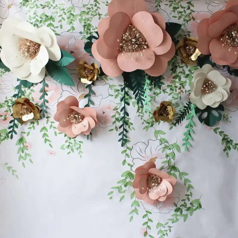 Flores De Papel Gigante Peonia Gran Rosa Crisantemo Diy Fondo Para