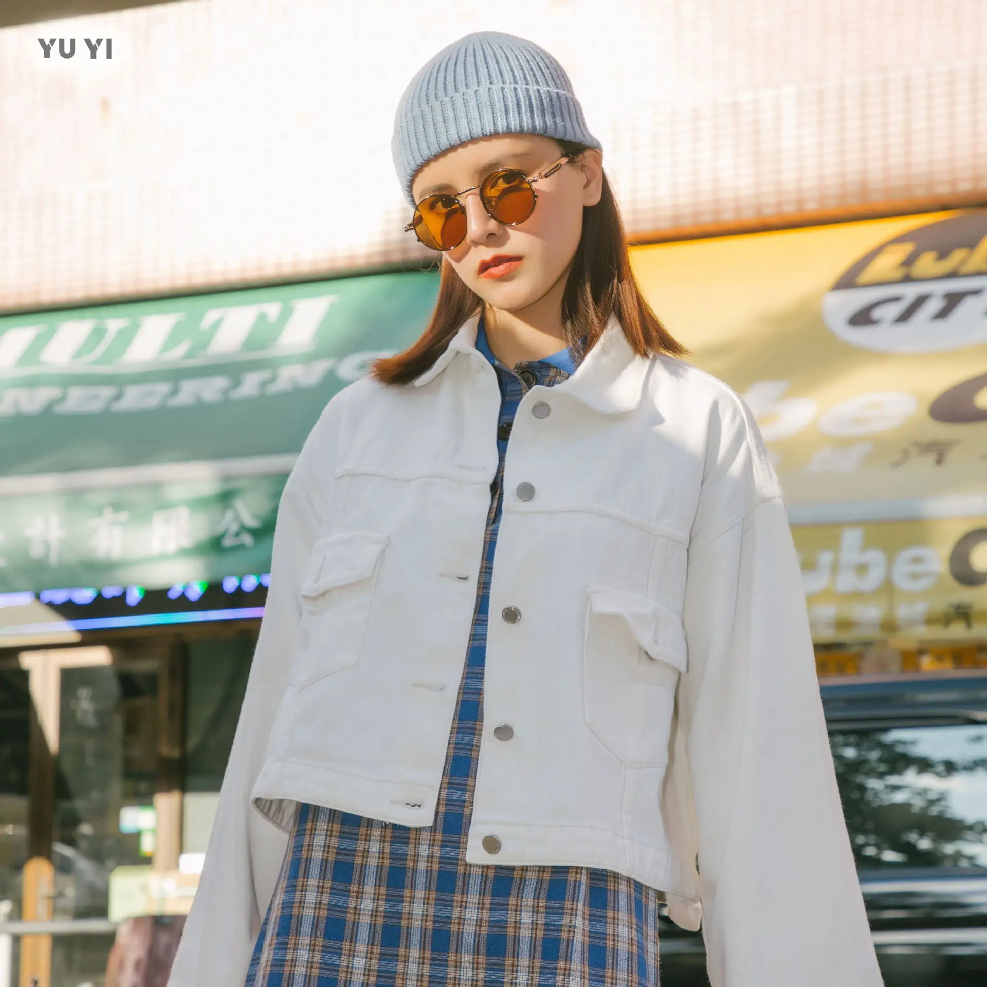

Unique 2019 Autumn Korean-style Base Light Color Denim Jacket Commuting-Style Fold-down Collar Ernie Loose-Fit Jeans Coat