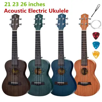 

Ukulele Acoustic Electric Soprano Concert Tenor 21 23 26 Inch Mini Guitar 4 Strings Ukelele Guitarra Mahogany Colorful Pick Up