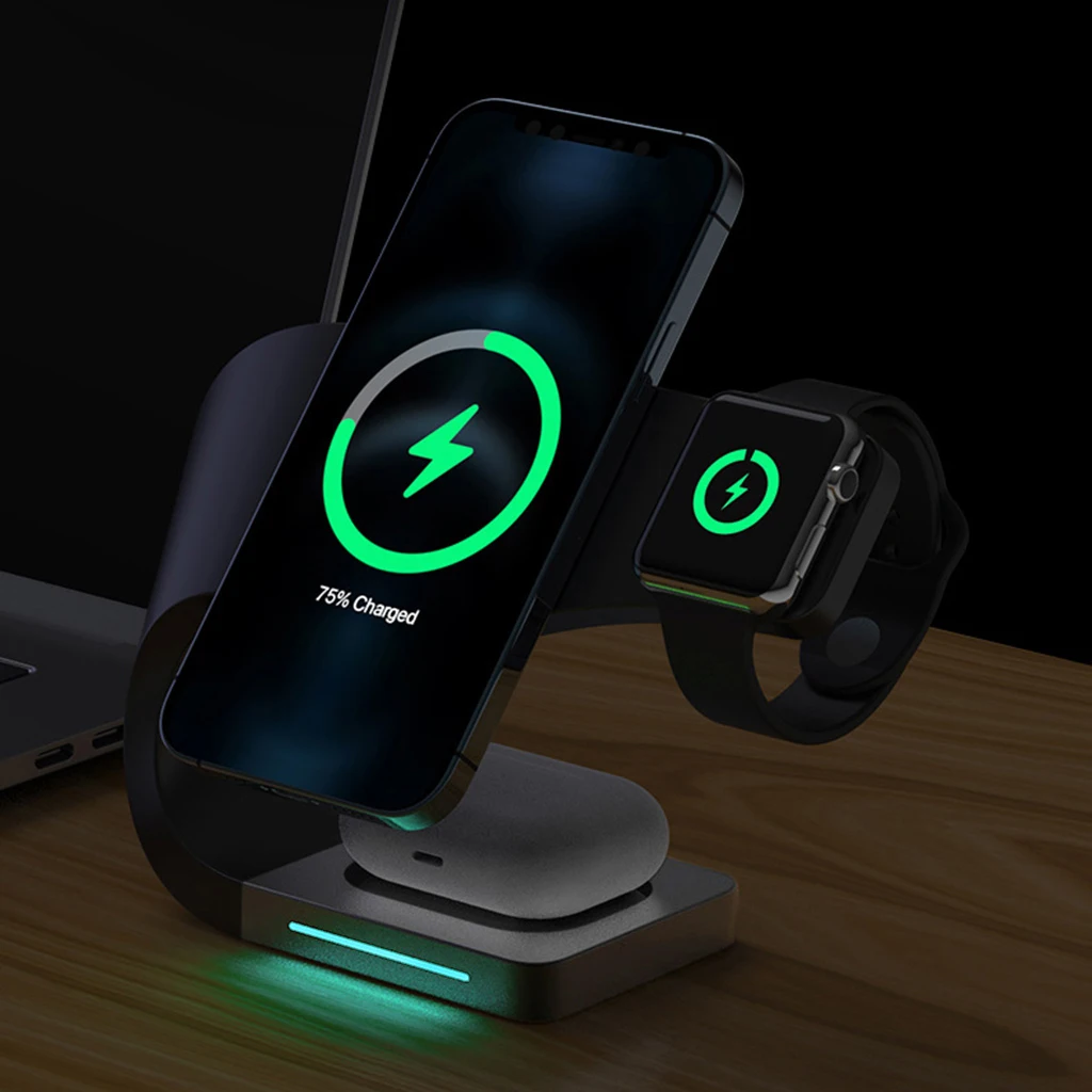 

4 in 1 Wireless Charging Station Compatible for Watch Series Qi Fast Wireless Charger Stand Dock Wireless Charger Stand