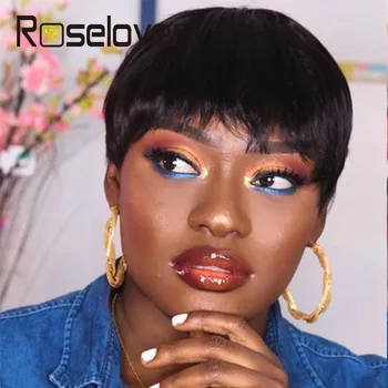 

Short Pixie Cut Wig Straight Human Hair Wigs Brazilian Wigs Pixie Cut Bob Straight Human Hair Wig For Black Women Remy Hair