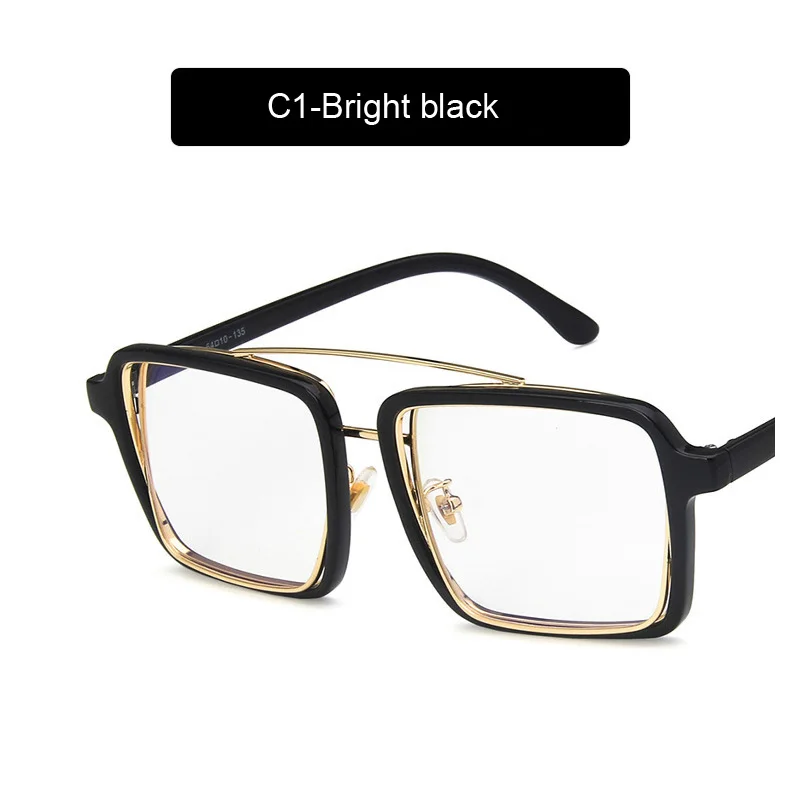 black clear GOZLUGU Ретро Квадратные Солнцезащитные очки Ms. фирменный дизайн ретро женские летние прозрачные линзы солнцезащитные очки - Цвет оправы: black clear